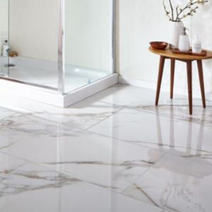 White Marble Effect Porcelain Floor Tiles 600x600