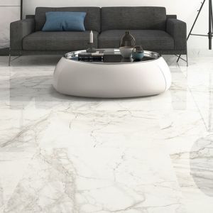 Luni Blanco Polished White Marble Effect Porcelain Tiles 600x300