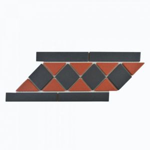 Victorian Red & Black Chequer Mosaics Border 264x118